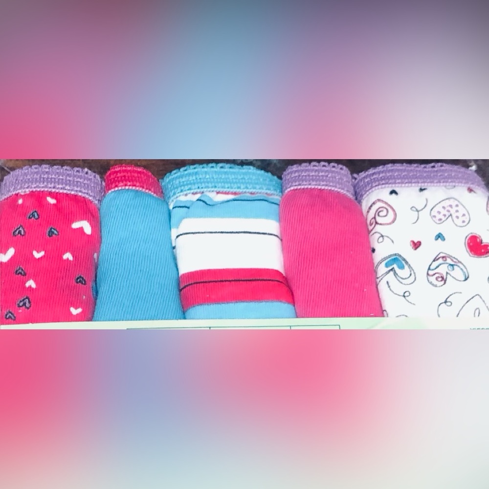 5Pack Girl’s briefs 100% cotton pink blue white. Size 6 - Picture 2 of 4